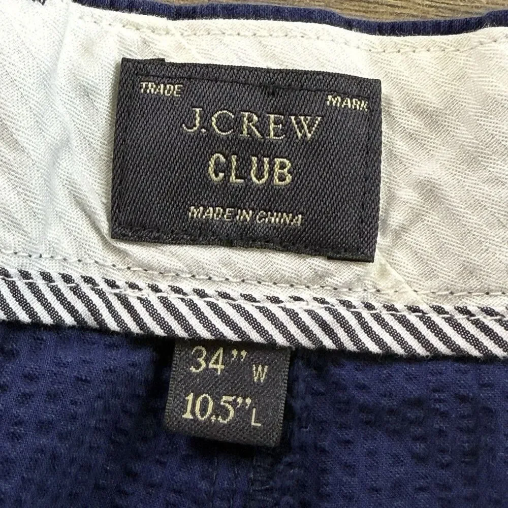J Crew Club Shorts Men 34 Seersucker Cotton Lightweight Summer Travel